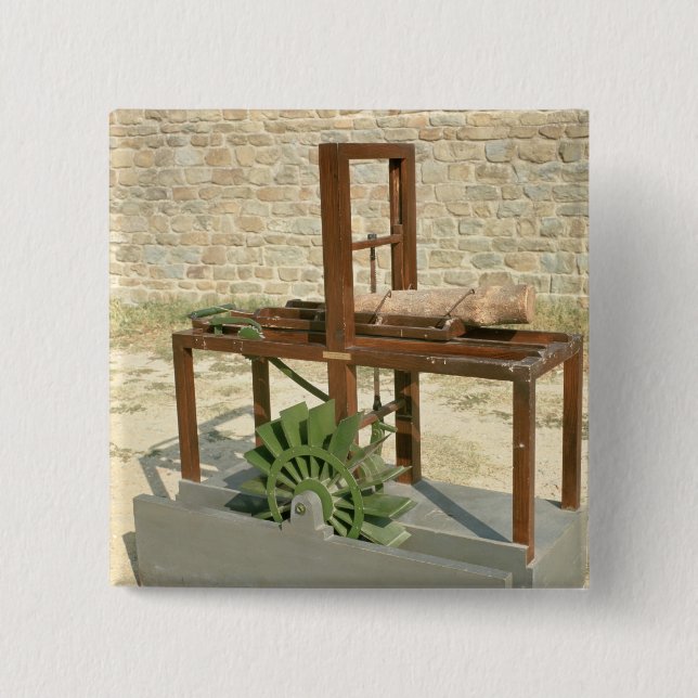 Bóton Quadrado 5.08cm Modelo de uma serra hidráulica (Frente)