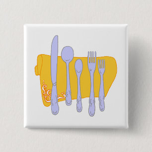 Bóton Quadrado 5.08cm Modelo Design de Cozinhar para dinnerware