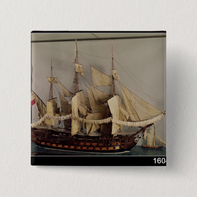 Bóton Quadrado 5.08cm Modelo do navio 'L'Achille (Frente)