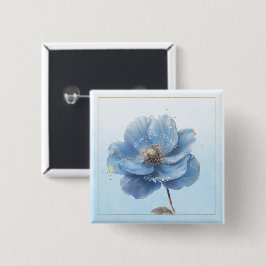 Bóton Quadrado 5.08cm Modern Minimalist Gold and Blue Poppy Button