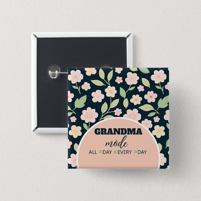 Bóton Quadrado 5.08cm Modern Pink Wildflowers Pattern (Frente & Verso)