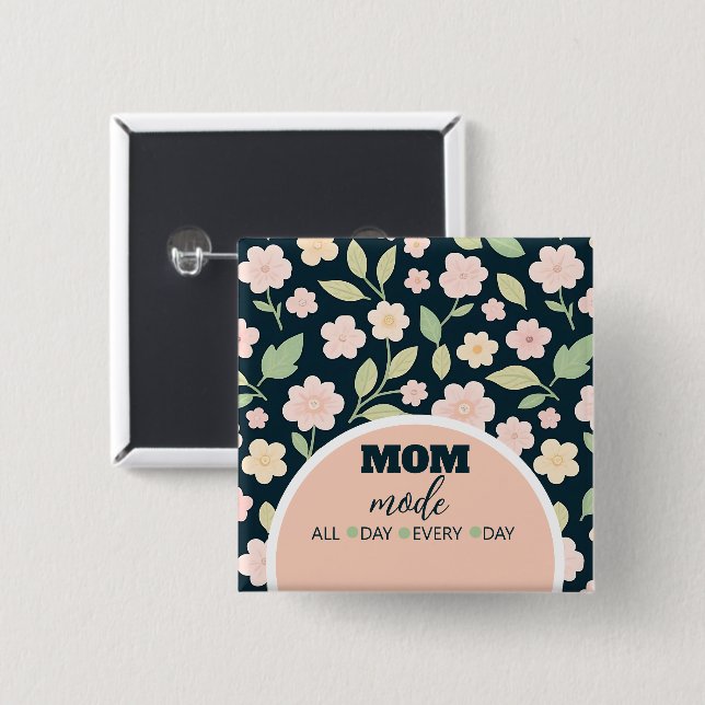 Bóton Quadrado 5.08cm Modern Pink Wildflowers Pattern (Frente & Verso)