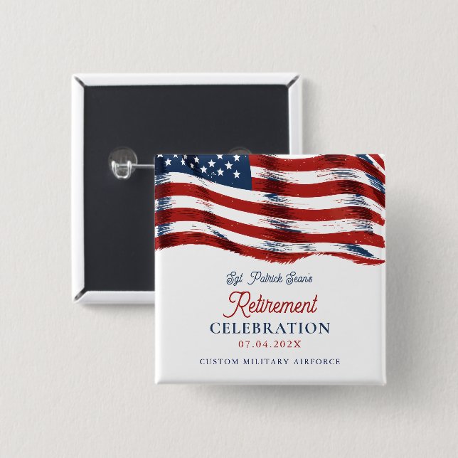Bóton Quadrado 5.08cm Moderna bandeira Americana 4º de julho Reforma do  (Frente & Verso)