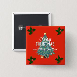 Bóton Quadrado 5.08cm Moderno feliz natal & feliz ano novo feriado 