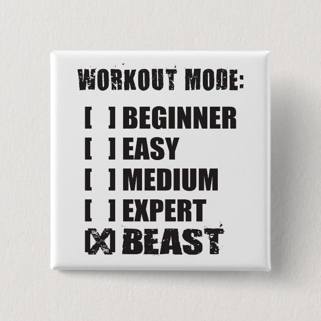 Bóton Quadrado 5.08cm Modo de Workout - BEAST (Frente)