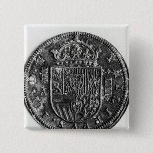 Bóton Quadrado 5.08cm Moeda de prata
