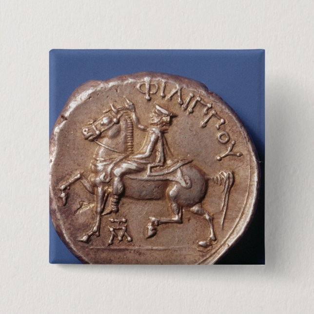Bóton Quadrado 5.08cm Moeda de prata de Philip II de Macedon (Frente)