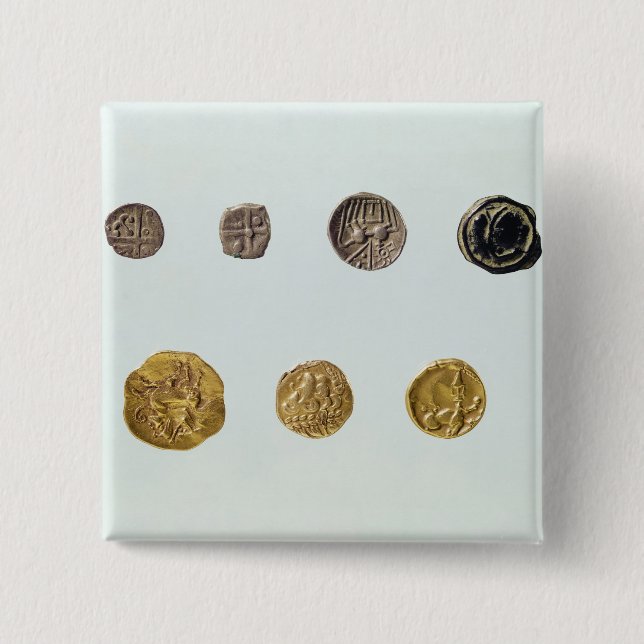 Bóton Quadrado 5.08cm Moedas Gaulish, c.750-0 BC (Frente)