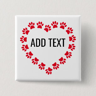 Bóton Quadrado 5.08cm Moldura De Coração Com Texto Personalizado