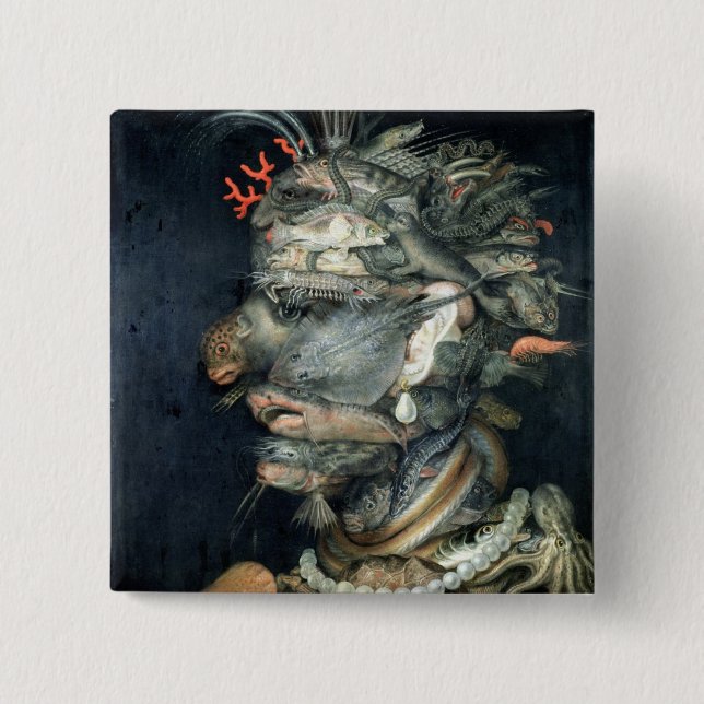 Bóton Quadrado 5.08cm Molhe, (óleo em canvas), Arcimboldo, Giuseppe (Frente)