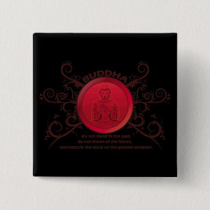 Bóton Quadrado 5.08cm Momento atual de Buddha