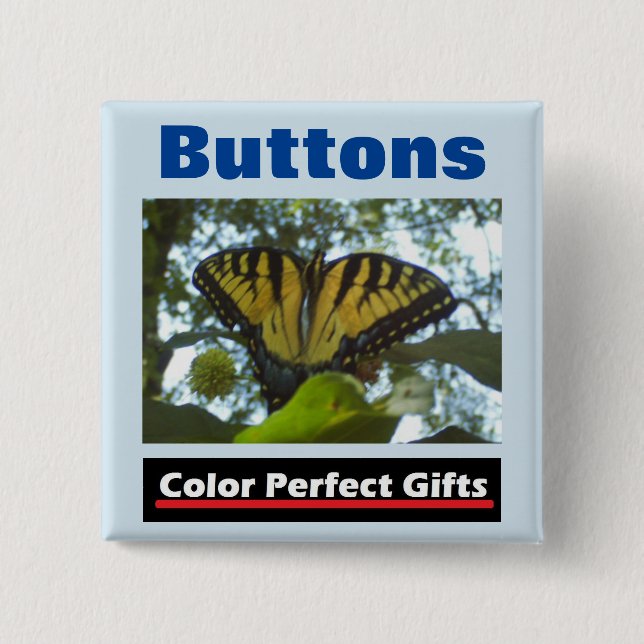 Bóton Quadrado 5.08cm Monarca Amarela promocional (Frente)