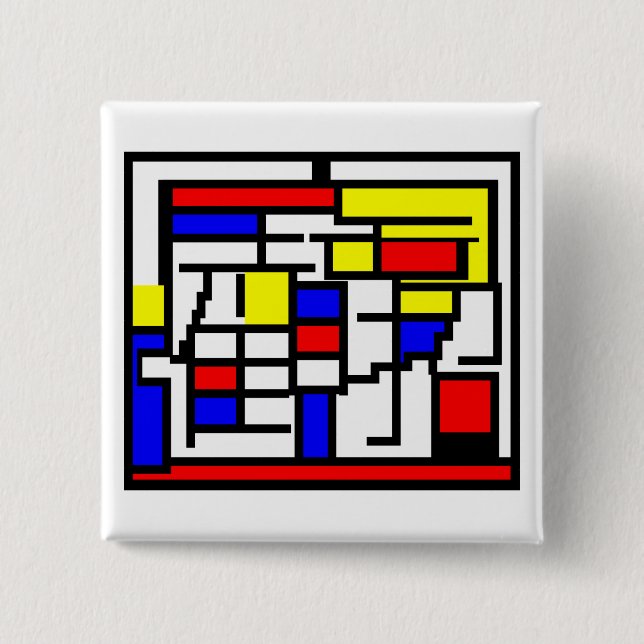 Bóton Quadrado 5.08cm Mondrian (Frente)