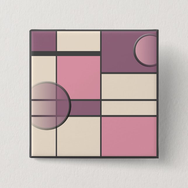 Bóton Quadrado 5.08cm Mondrian e Pastell (Frente)