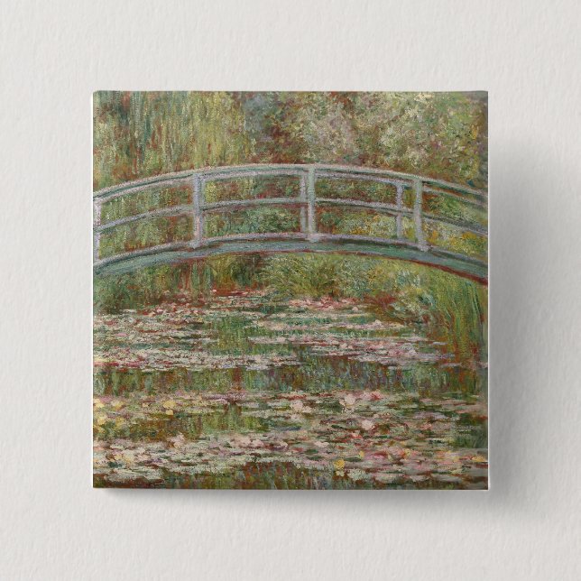 Bóton Quadrado 5.08cm Monet French Bridge Art (Frente)