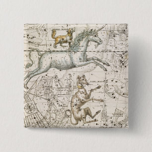 Bóton Quadrado 5.08cm Monoceros, "de um atlas celestial", bar. em 1822