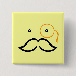 Bóton Quadrado 5.08cm Monocle e bigode