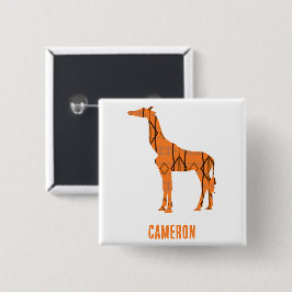 Bóton Quadrado 5.08cm monograma da silhueta de girafa abstrato