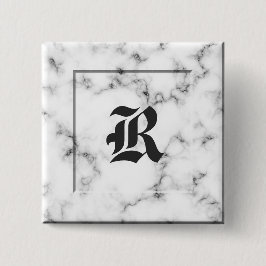 Bóton Quadrado 5.08cm Monograma de mármore