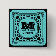 Monograma do alfabeto decorativo verde da vindima