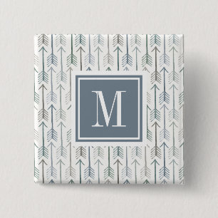 Bóton Quadrado 5.08cm Monograma Padrão de seta para o wanderlust da aq