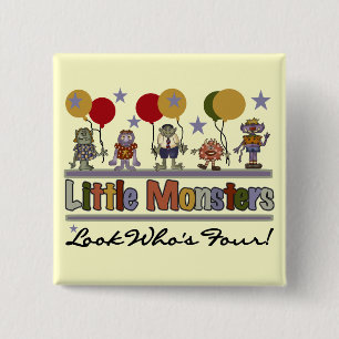 Bóton Quadrado 5.08cm Monstro 4º Aniversário Camisetas e presentes