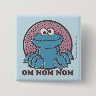 Bóton Quadrado 5.08cm Monstro Come Bolinhos   Om Nom Nom