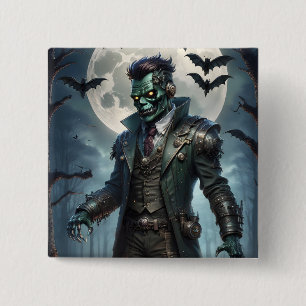 Bóton Quadrado 5.08cm Monstro de Frankenstein Steampunk do Halloween