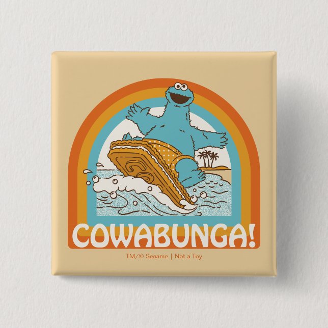 Bóton Quadrado 5.08cm Monstro do Biscoito Cowabunga! (Frente)