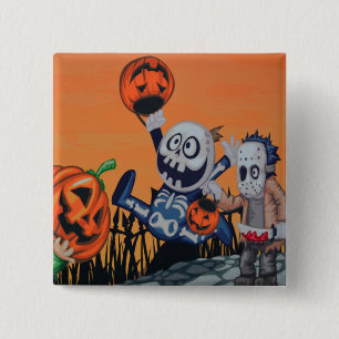 Bóton Quadrado 5.08cm Monstros e Pumpkins