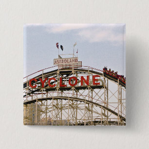 Bóton Quadrado 5.08cm Montanha russa do ciclone - Coney Island, botão d