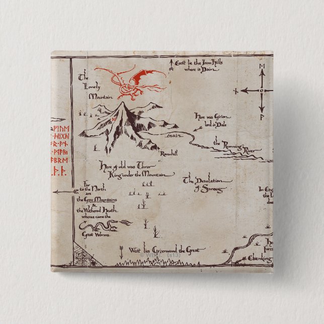 Bóton Quadrado 5.08cm Montanha solitário (Frente)