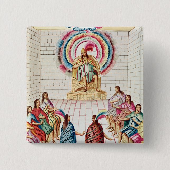 Bóton Quadrado 5.08cm Montezuma II e seu Conselho (Frente)