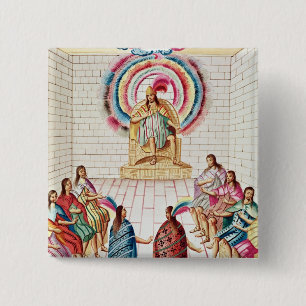 Bóton Quadrado 5.08cm Montezuma II e seu Conselho