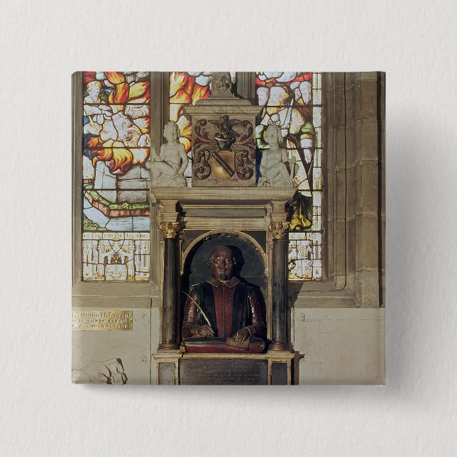 Bóton Quadrado 5.08cm Monumento a William Shakespeare c.1616-23 (Frente)