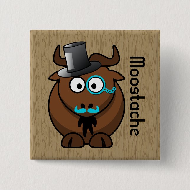 Bóton Quadrado 5.08cm Moostache (Frente)