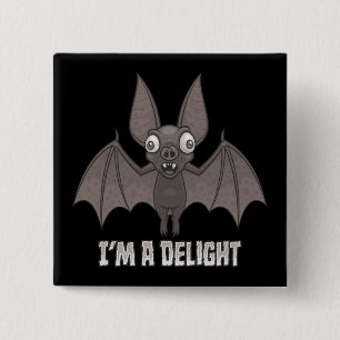 Bóton Quadrado 5.08cm Morcego Vampiro Deliciosamente Desajeitado