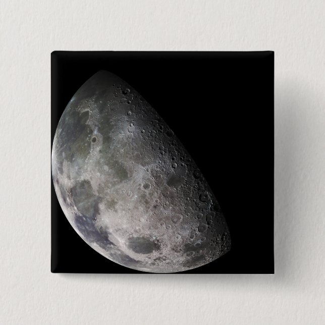 Bóton Quadrado 5.08cm Mosaico colorido da lua terrestre (Frente)