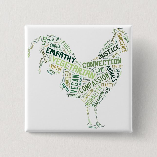 Bóton Quadrado 5.08cm Mosaico do Vegan (Frente)