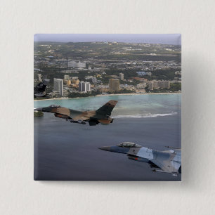 Bóton Quadrado 5.08cm Mosca de combate dos Falcons três F-16 na formaç