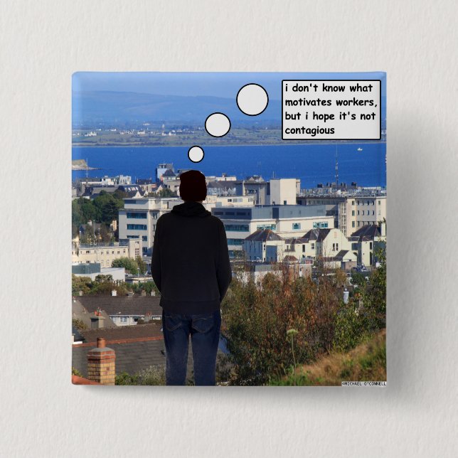 Bóton Quadrado 5.08cm Motivando Trabalhadores (Frente)