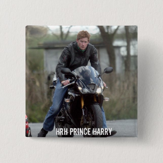 Bóton Quadrado 5.08cm Moto Príncipe Harry (Frente)