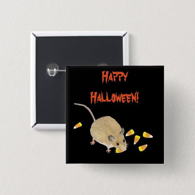 Bóton Quadrado 5.08cm Mouse de Halloween de Truque ou Tratar com Milhas  (Frente & Verso)