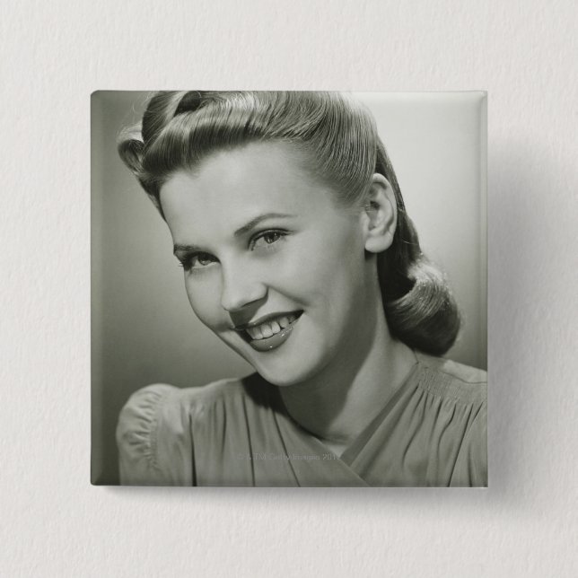Bóton Quadrado 5.08cm Mulher 2 de sorriso (Frente)