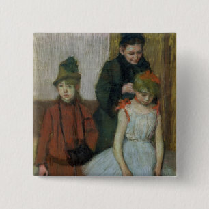 Bóton Quadrado 5.08cm Mulher de Edgar Degas com duas meninas