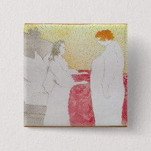 Bóton Quadrado 5.08cm Mulher de Henri de Toulouse-Lautrec   na cama,