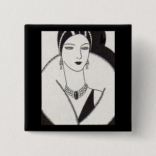 Bóton Quadrado 5.08cm Mulher deco de 1928