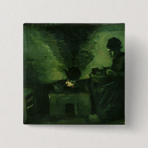 Bóton Quadrado 5.08cm Mulher do camponês de Vincent van Gogh pela
