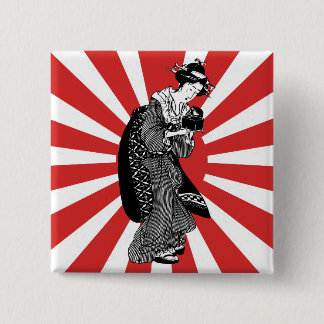Bóton Quadrado 5.08cm Mulher japonesa tradicional do ukiyoe
