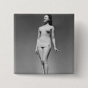 Bóton Quadrado 5.08cm Mulher no roupa de banho